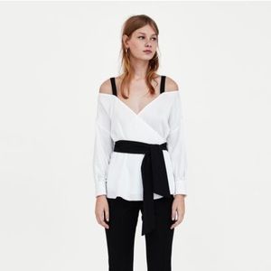 Zara Basic Off shoulder top Sz M